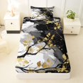 thumbnail image 4 of Castle Fairy Boho Ink Branch Pattern Twin Sheets 3pcs,Abstract Watercolor Cloud Wash Bedding,Black White Gold,1 Flat Sheet, 1 Fitted Sheet and 1 Pillowcase, 4 of 7