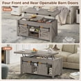 thumbnail image 3 of Frhnenha Lift Top Coffee Table with Hidden Storage Compartment, 4 in 1 Farmhouse Coffee Table with 4 Sliding Barn Doors, Walnut, 3 of 7