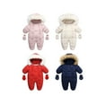 thumbnail image 2 of Seyurigaoka Babies Boys Girls Thermal Clothes Set, Solid Color Hooded Romper and Gloves, 2 of 4