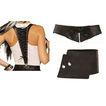 Midnight Menagerie Mythical Costume Kit Black Suspenders Collar Wrist Cuffs