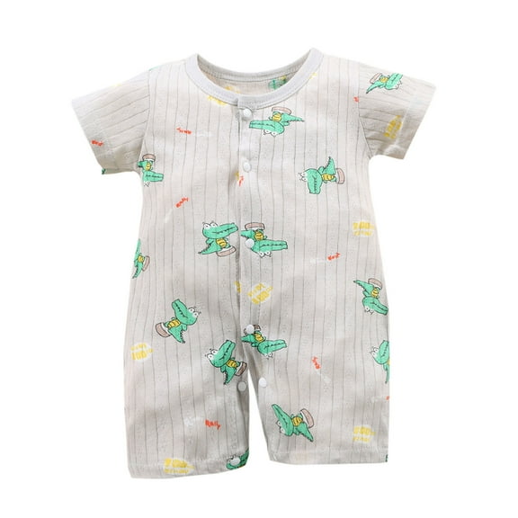 THDHVS Newborn Casual Outfits,Summer Onesies for Newborn ,Toddler Girls Boys Short Sleeve Print Color T-Shirt Round Neck Jumpsuit Romper Green 2-4 Months