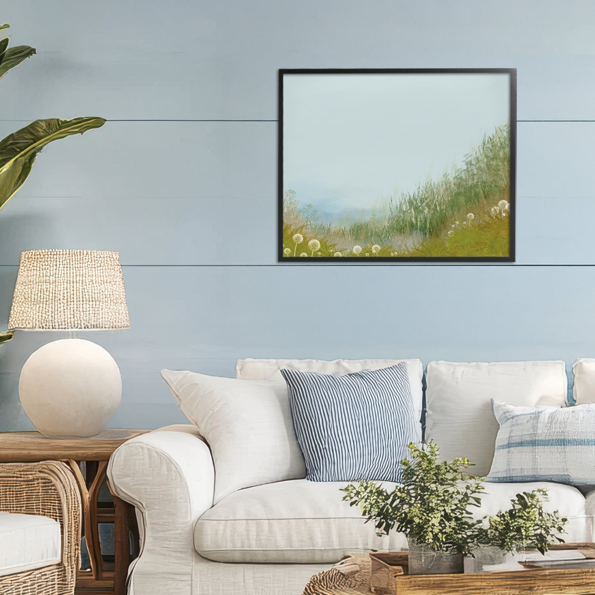 Misty Meadow Hill Black Framed Giclee Art, design by Renel Peters