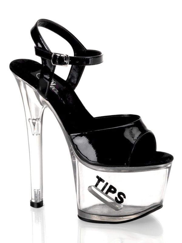 Pleaser Tipjar7095, 6 3/4'' ''Tips'' Tip Jar Sandal