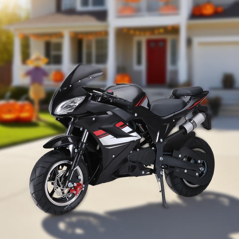 WETS 49cc Kids Dirt Bike, 4-Stroke Gas Power Motocross High Brightness Mini Motorcycle Strong Power Dual Headlights Rubber Handlebar Over 8 Years Old Kids Pocket Gas Motorbike