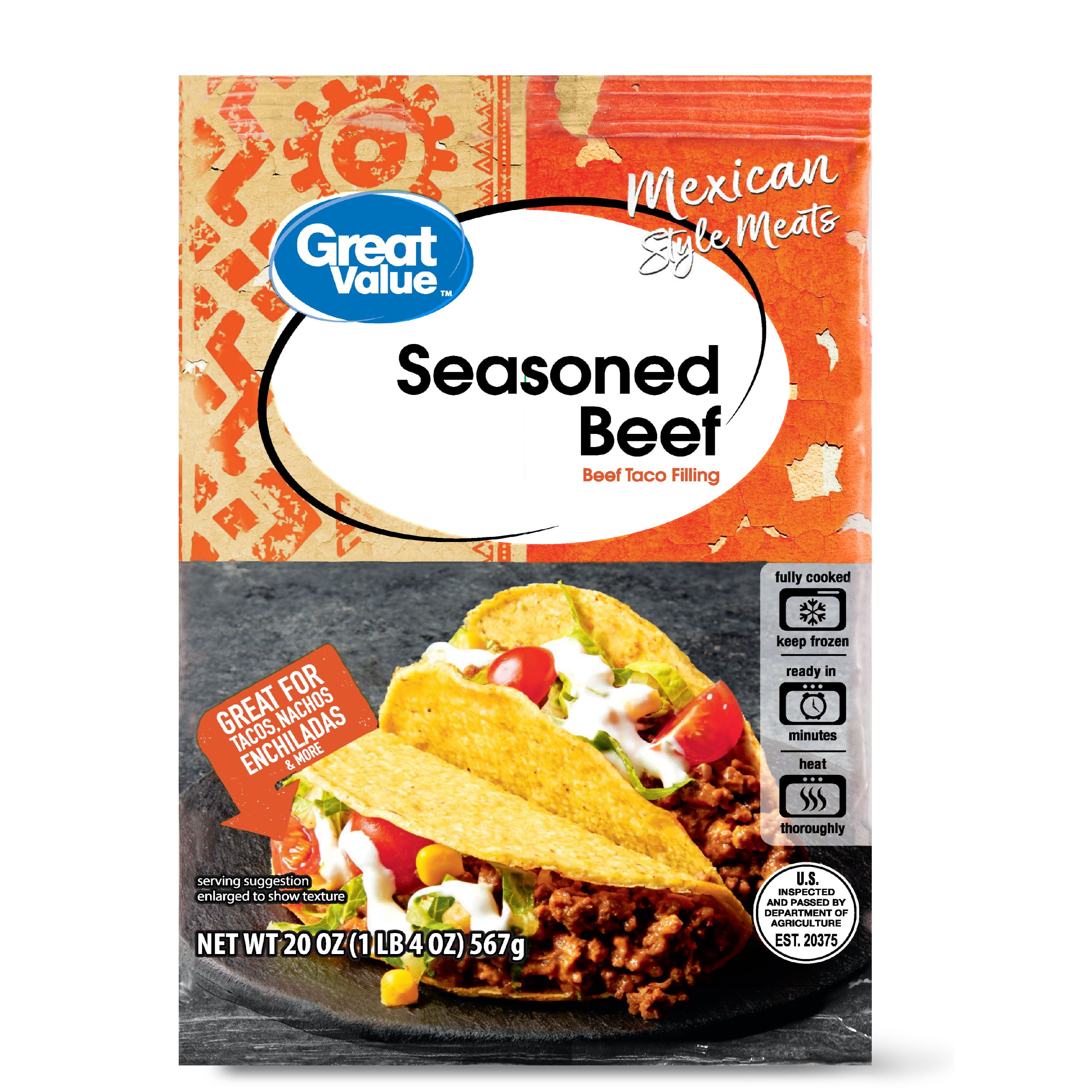 Great Value Mexican Style Meats Seasoned Beef Taco Filling, 20 oz