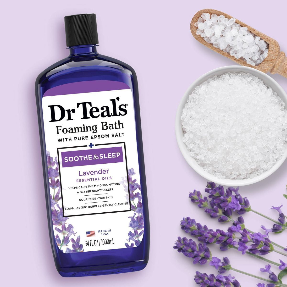 Pack of 2 - Dr Teal's Soothe & Sleep Foaming Bath with Pure Epsom Salt & Lavender 34 fl oz
