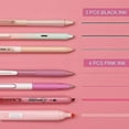 thumbnail image 3 of WRITECH Gel Pens Journaling Highlighters: Journal Set Aesthetic Assorted Pastel Color Ink 0.5mm Fine Point Retractable 0.7mm Black Pen Smooth Writing Drawing No Bleed 7ct (Pink), 3 of 8