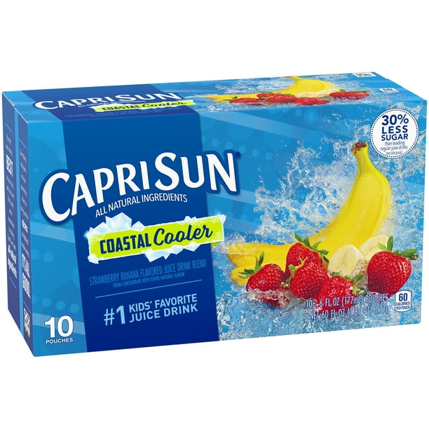 Capri Sun Coastal Cooler Strawberry Banana Flavored Juice Drink Blend