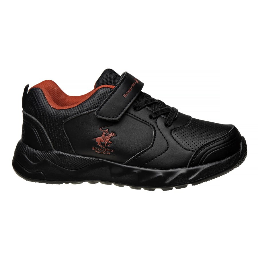 Beverly Hills Lace-up vamp with hook-and-loop closure kids sneakers - Black/Red, Size: 3