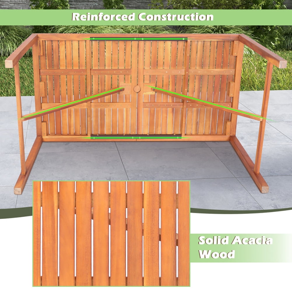 Aimee Lii 55 Inch Patio Rectangular Acacia Wood Dining Table with Umbrella Hole, Outdoor Patio Furniture Aimee Lii 55 Inch Patio Rectangular Acacia Wood Dining Table with Umbrella Hole, Outdoor Patio Furniture