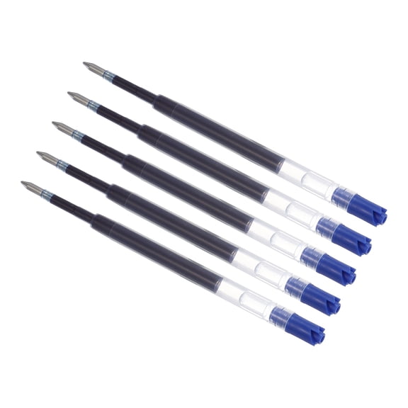 Uxcell 0.5mm Pen Ink Refills, 5 Pcs 3.9" Ballpoint Refill Fine Point Metal Compatible Replaceable Replacement for Retractable Pen Writing Office, Blue