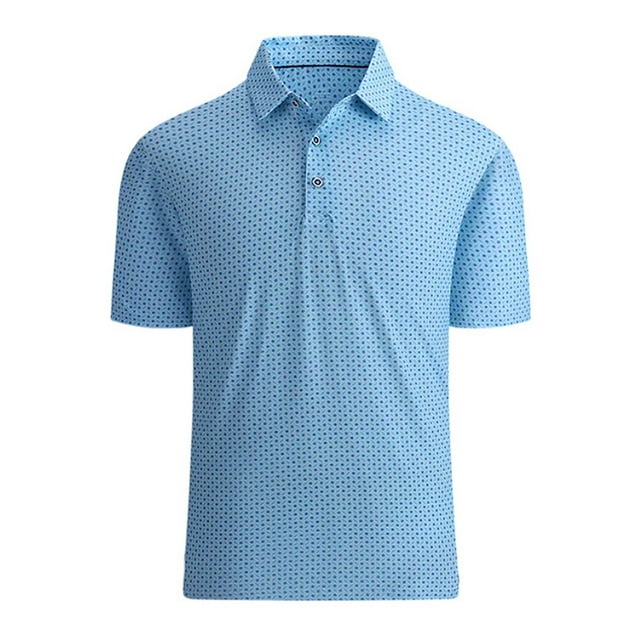 WEIYLL Hauts pour Femmes Polo Col à Revers Imprimé Chemise Ample à Manches Courtes Bleu Ciel Tailles G