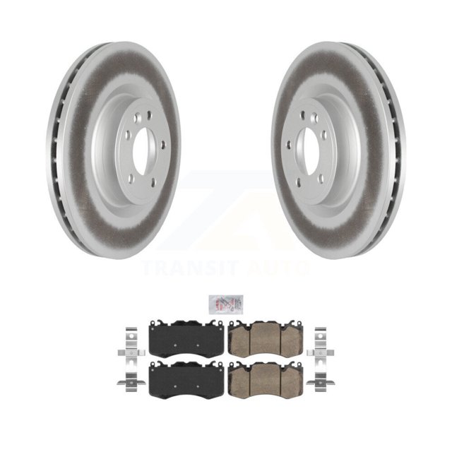 Transit Auto Front Coated Disc Brake Rotors and Ceramic Pads Kit for Car Land Rover Range Sport with 363mm Diameter Rotor KGA-100032