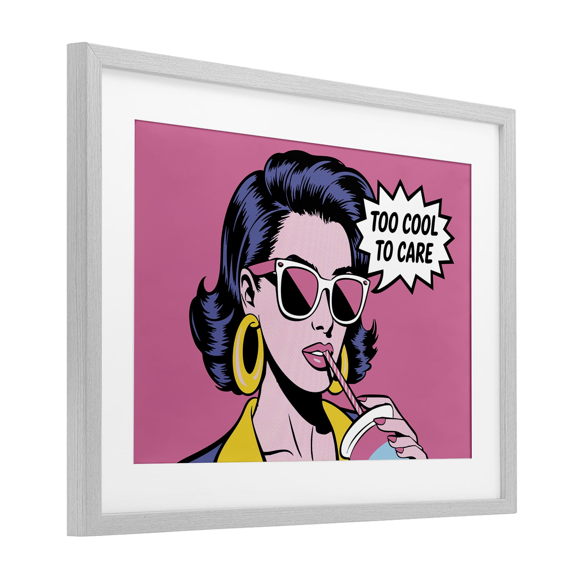 Stupell Industries Too Cool To Care Iconic Gray Framed Print Under Glass, design by Andreas Magnusson