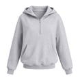 thumbnail image 6 of akafmk Girls Half Zip Hoodie Sweatshirt Long Sleeve Pullover Sweatshirts with Pocket Solid Color Casual Hooded Top Versatile Fall Clothes, Size 5-6 Years, 6 of 6