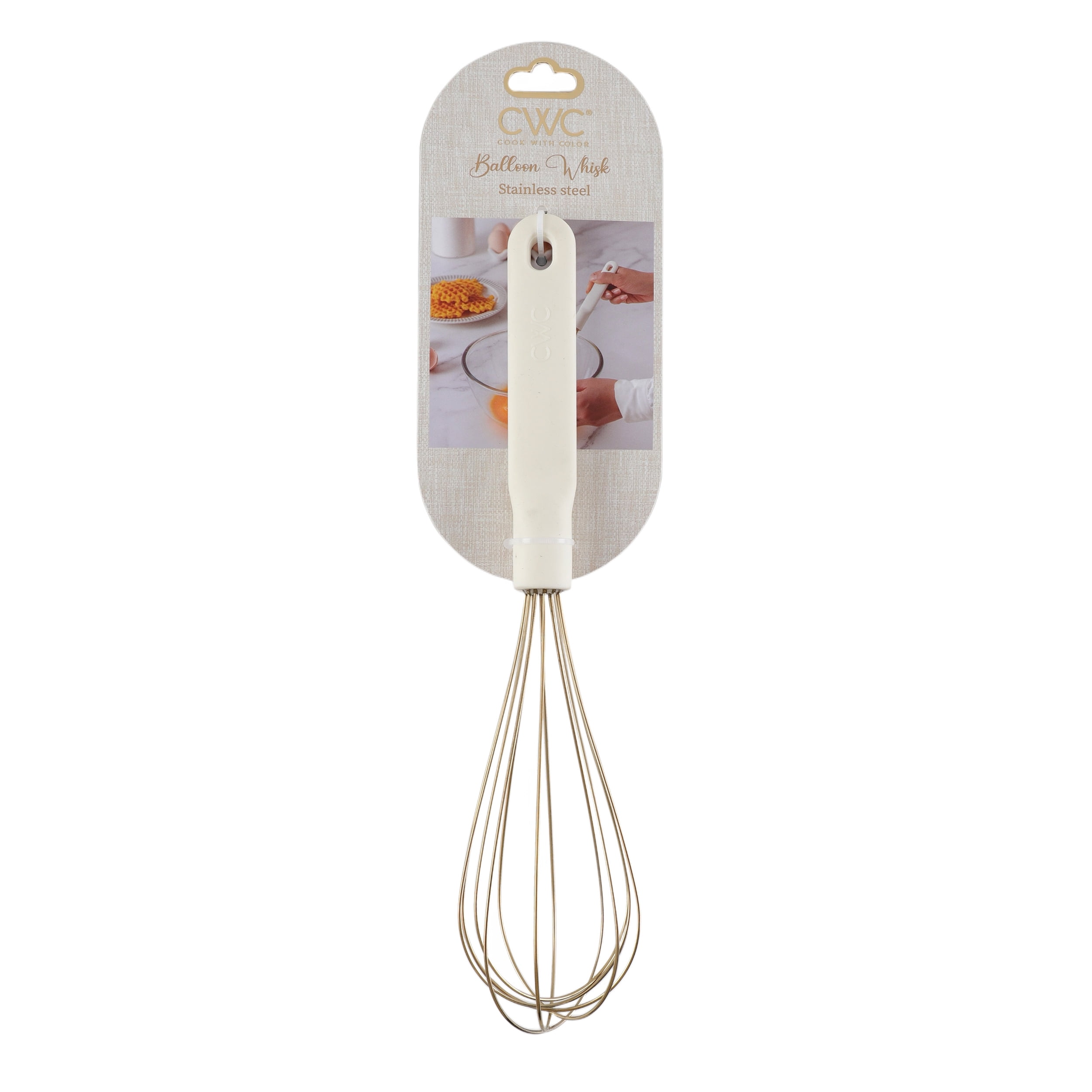 Cook with Color Wire Hand Whisk for Cooking – Durable, Rust-Resistant & Dishwasher Safe, Cream & Gold