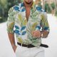 thumbnail image 2 of Camisa De Botones Para Hombre Casual Hombres Solapa suelta Estampado geométrico Manga larga Puños Botón Puerto Estilo Floral Camisa Playa Hawaiianss Verano Top (Light Blue, 4XL), 2 of 3