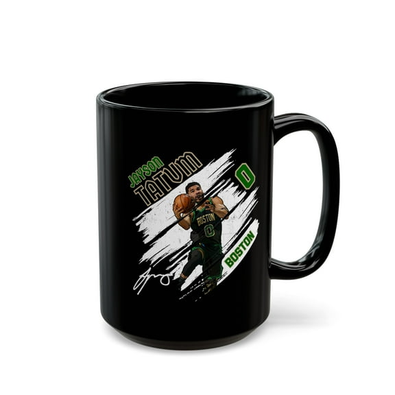 Boston Jayson Tatum 0 Cartoon Basketball Black Mug (11oz, 15oz)