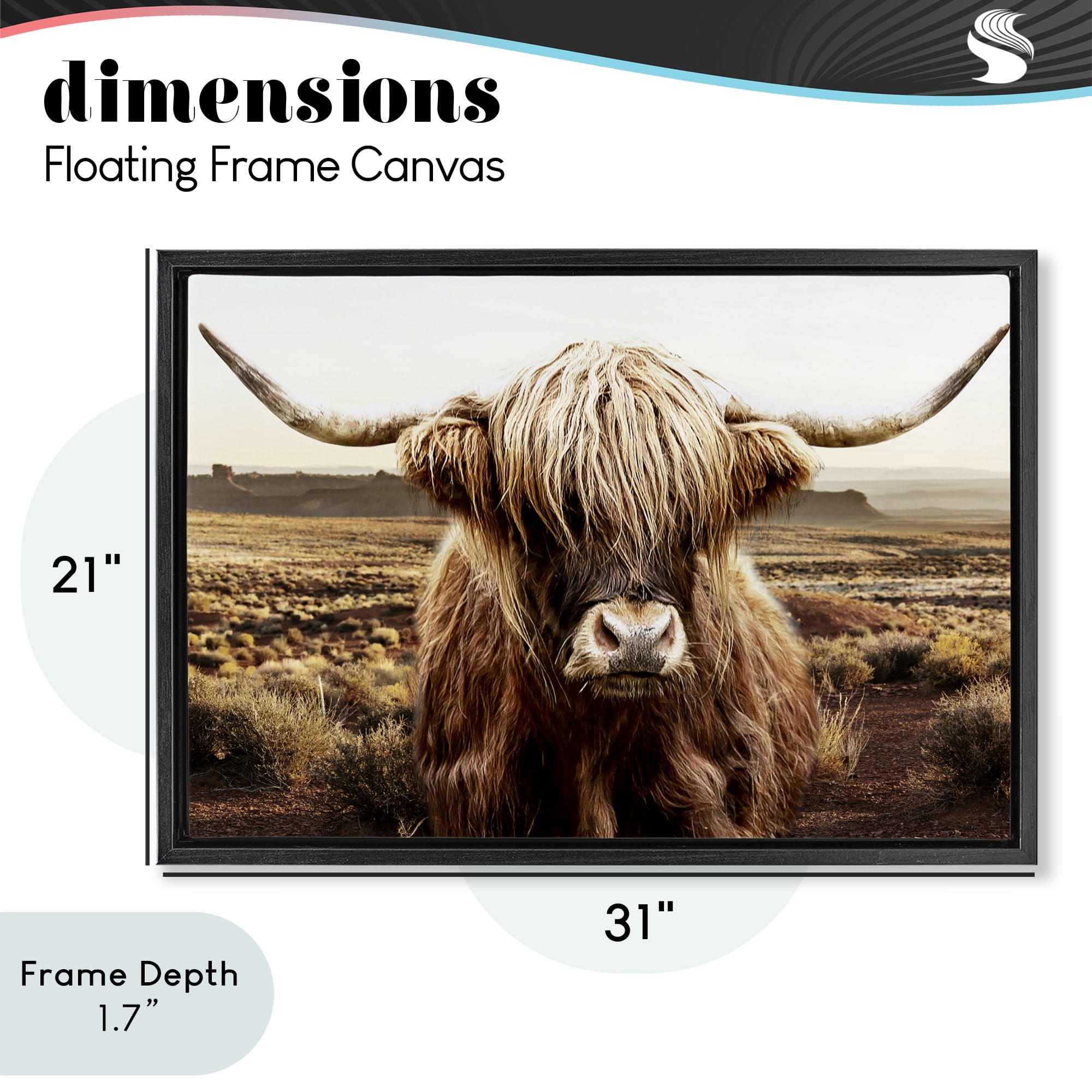 Stupell Industries Rugged Vegetation Cattle Portrait Black Framed Floater Canvas Wall Art, design by CAD Designs