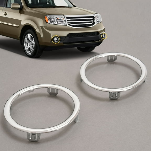 KOJEM Fog Light Cover Set Fit for 2012-2015 Honda Pilot,HO1039145, HO1038145, 71112SZAA60, 71117SZAA60,Front Fog Lamp Bezel Cover Trim Cap Silvery