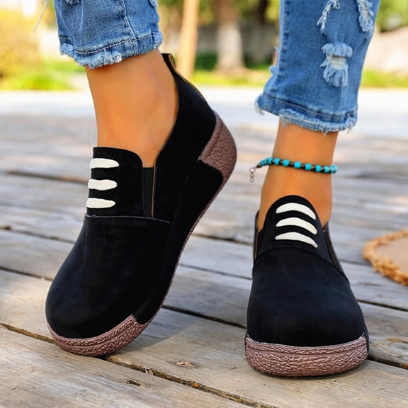 Taylonsss Women's Round Toe Lace-Up Wedge Heel Platforms Shoes with Soft Fabric and Cushioned Sole for Casual Wear Comfortable All-Day Walking Shoes