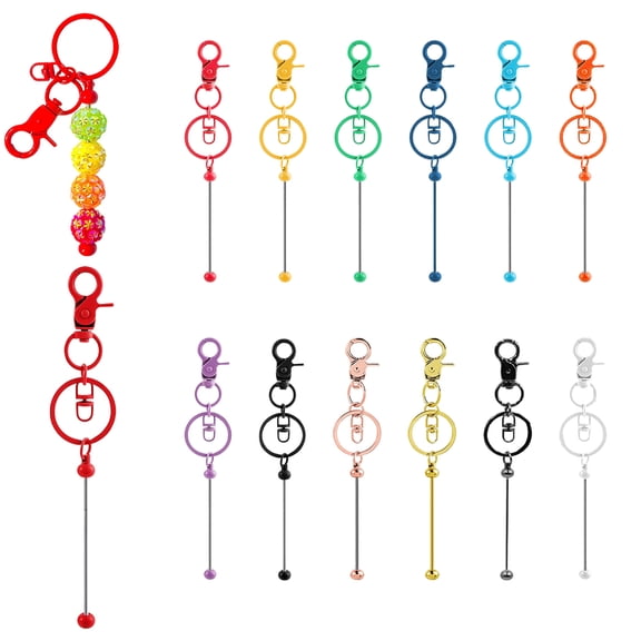 24 Pcs Beadable Keychains Bars bulk - 12 Colorful DIY Metal Beaded Keychain Making Kit 12 Bags Included, Bead Keychain Supplies,Blank Key Chain, Perfect for Women, Men, Mother's Day, Birthday Gift