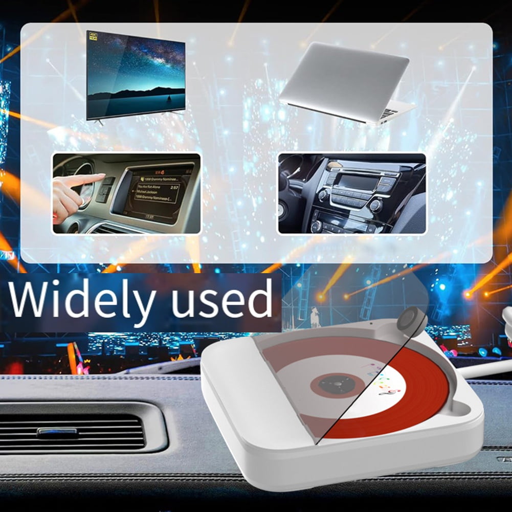RAPOBRIX Mini Car CD Player External USB/AUX Connection Lossless 3.5 Audio Line Play Portable