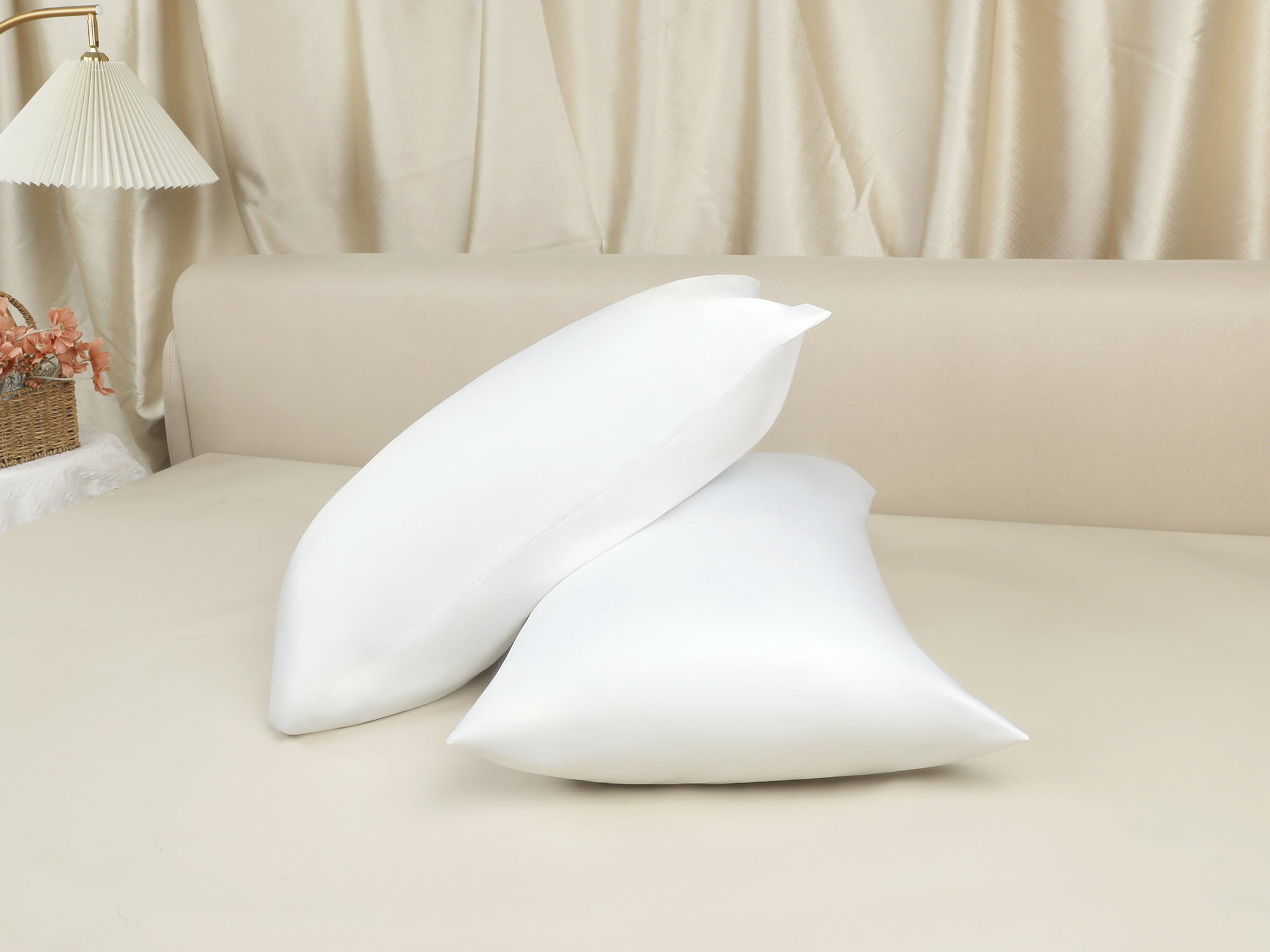 Unique Bargains Satin Pillow Case Cooling Pillowcases with Envelope Closure Queen White
