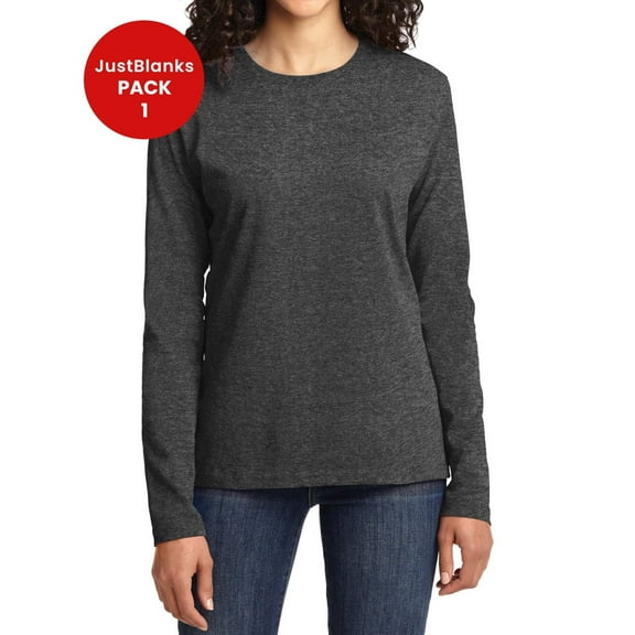 JustBlanks Ladies Long Sleeve Core Cotton Tee Open Hem Cuffs