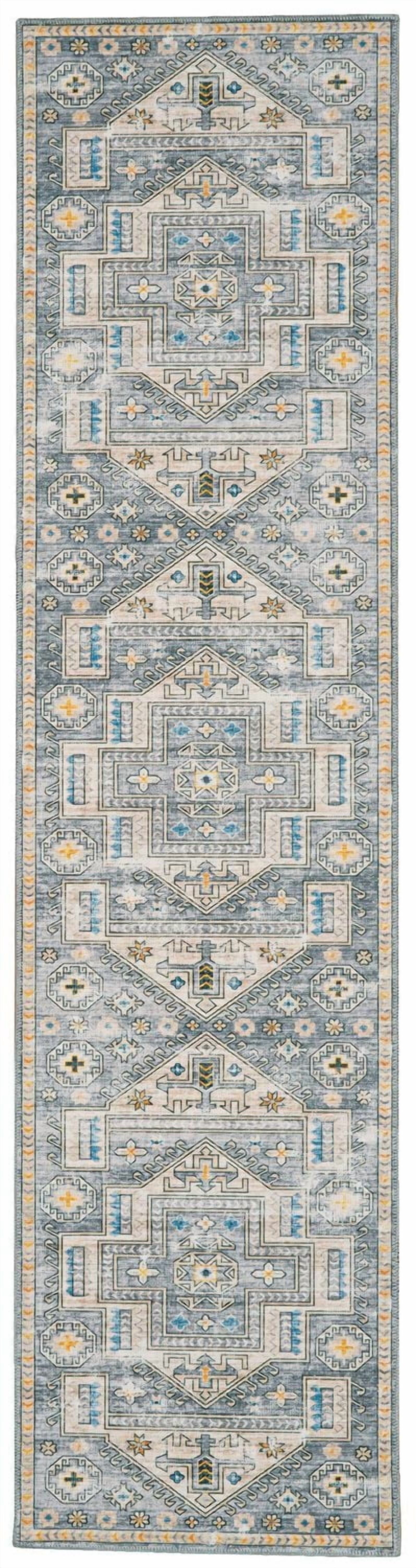 Parson 2' x 8' Washable Runner, Grey and Beige