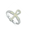 thumbnail image 4 of CHOOSE YOUR COLOR White Simulated Opal Ankh Wide Large Ring .925 Sterling Silver Band CZ Female Size 6, 4 of 4