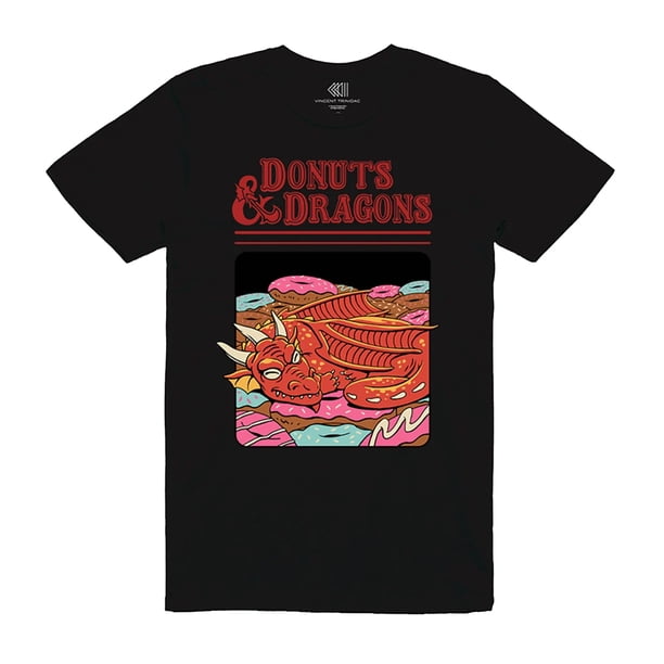 Vincent Trinidad - Camiseta Donuts And Dragons para Hombre (Negro)