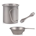 thumbnail image 1 of Camping Cutlery Titanium Cup Bowl Spork Titanium 3 Pieces Set Tableware Outdoor Coffee Cup Mug, 1 of 8