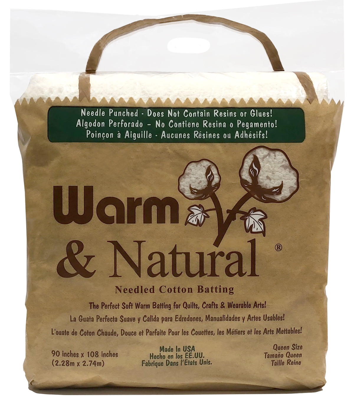 Warm Company Batting 2391 72-Inch by 90-Inch Warm and Natural Cotton Batting Twin 2-Pack 