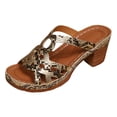 thumbnail image 7 of Heels for Women Cutout Retro Pattern Orthopedic Sandals Open Toe Chunky Heeled Slides Casual Slip on Summer Dress Shoes Gold Size 9.5, 7 of 7