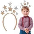 thumbnail image 5 of Diadema con estrella brillante Diadema con estrella de cinco puntas Aro para el cabello nupcial Tocado de estrella para fiesta navideña Festival Fiesta de cumpleaños 16 * 22,5 CM dorado, 5 of 5