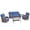 Brown/Blue, variant on Jentlehouse 5 Pieces Outdoor Patio Furniture Set,Wicker Rattan Patio Sofa Set with Swivel Chairs,2-Tier Table and Side Table,Outdoor Conversation Set for Poolside Balcony Backyard Porch
