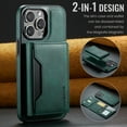 thumbnail image 2 of 2 in 1 Detachable Magnetic Phone Cases Compatible with iPhone 13 Pro Max Case with Card Holder RFID Blocking, Compatible with Magsafe Wallet, Vintage PU Leather Protective Cover, Green, 2 of 10
