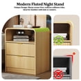 thumbnail image 5 of KIGOTY Modern Fluted Nightstand Set of 2 with Charging Station, Night Stand Bedside Table with 2 Drawers,End Side Table with Open Shelf for Bed Room (Yellow, 2 Pack), 5 of 6