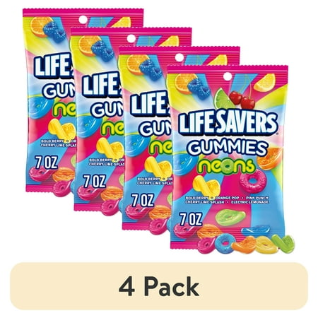(4 pack) Life Savers Neons Gummy Candy 7 oz Bag