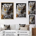thumbnail image 4 of Designart "Monochrome National Grey Owl Animal" Animals Floater Framed Wall Art Living Room, 4 of 7