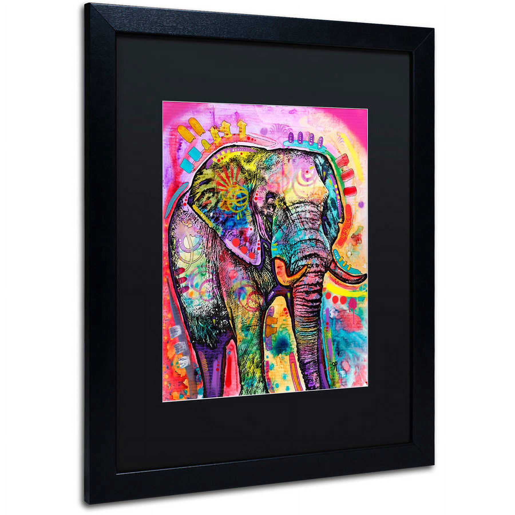 Trademark Fine Art "Elephant" Canvas Art by Dean Russo, Black Matte, Black Frame