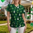 thumbnail image 3 of felwors Printed Scrub Tops Women Short Sleeve V Neck Plus Size Scrubs for Womens Nursing Uniforms Shirts with Pockets (Dark Green, M), 3 of 7