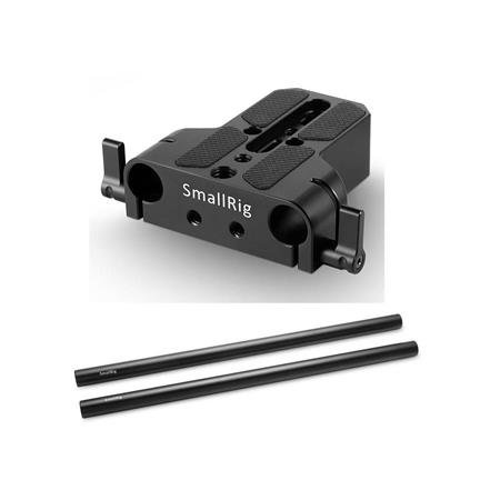 UPC: 0192223144934 | Baseplate with Dual 15mm Rod Clamp – With SmallRig 15mm Black Aluminum Alloy Rod Pair  M12 Thread  12
