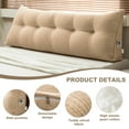 thumbnail image 3 of Lovote Triangular Headboard Pillow with Side Pockets - Teddy Velvet Fabric, Bed Rest Reading Pillow, Removable & Washable Cover, Daybed Wedge Pillow for Queen Beds, Light Brown, 3 of 6
