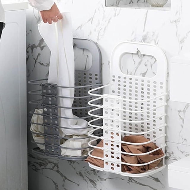 Cesta para la colada plegable, soporte de pared para ropa sucia, sin agujeros, cesta de almacenamiento de juguetes para colgar en la pared, 2 uds.