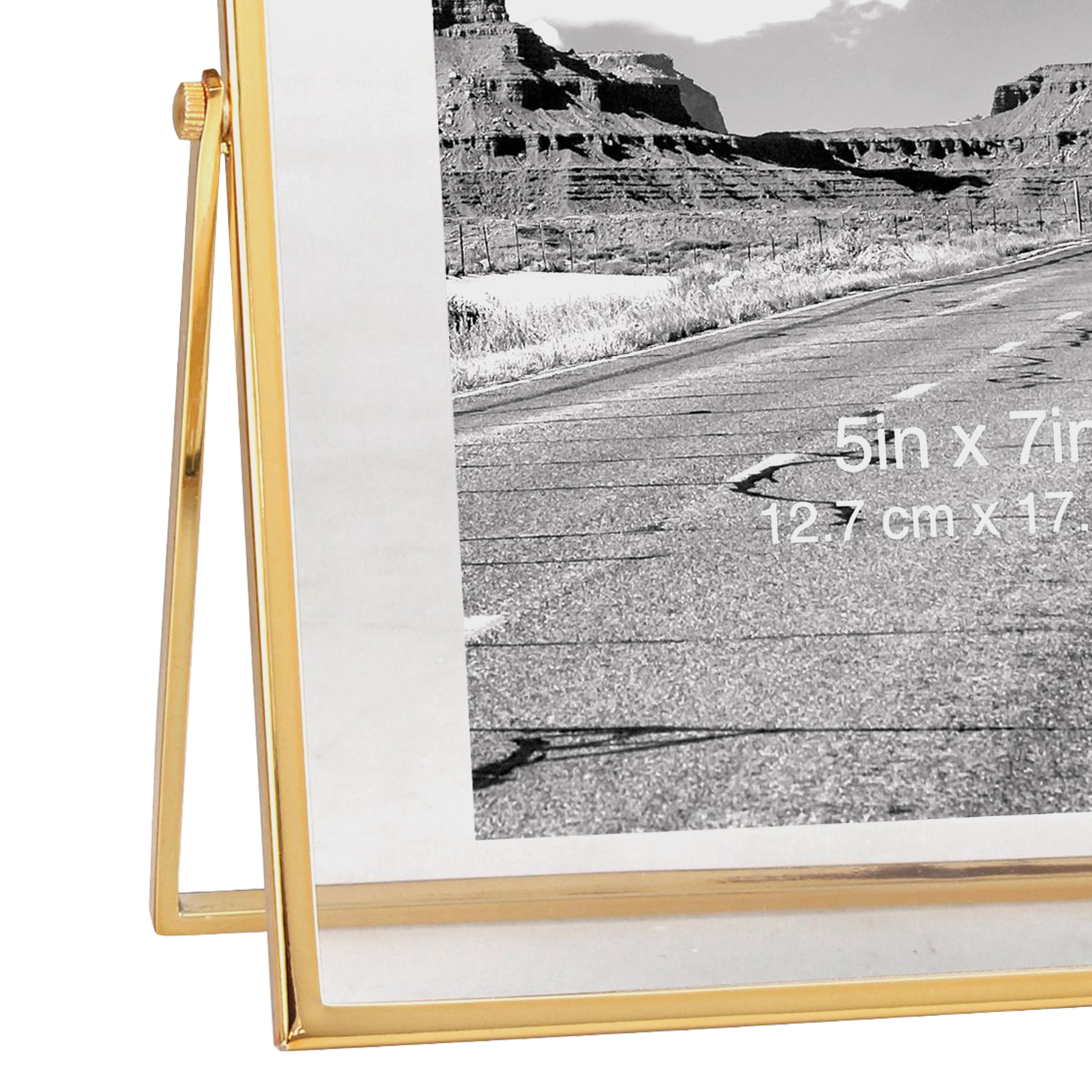 Better Homes & Gardens 5" x 7" Rectangle Metal Tabletop Floating Picture Frame, Gold