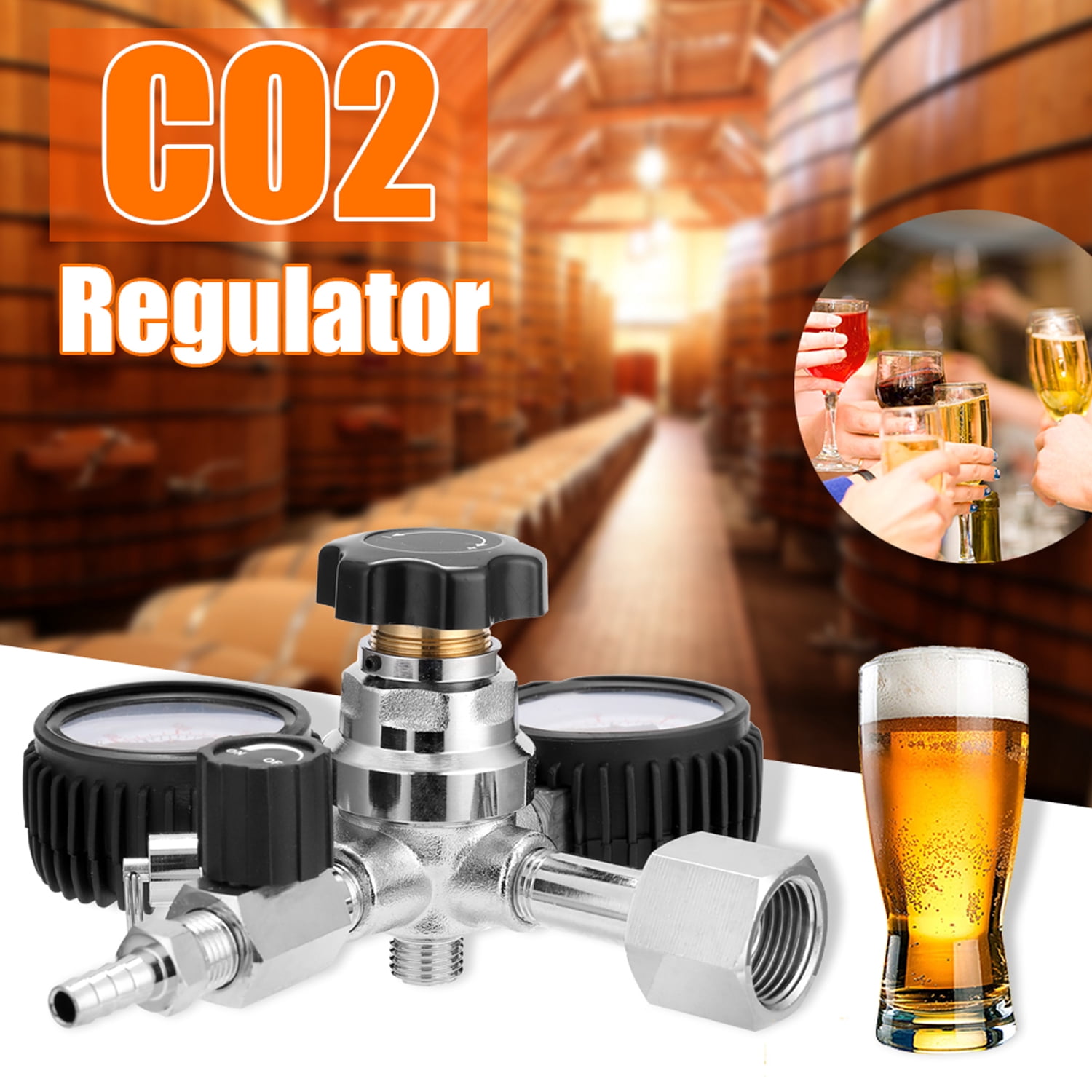 Elowen CO2 Regulator Relief Beer CO2 Keg Regulator Safety Pressure Relief Valve 0-3000 PSI Tanks Pressure