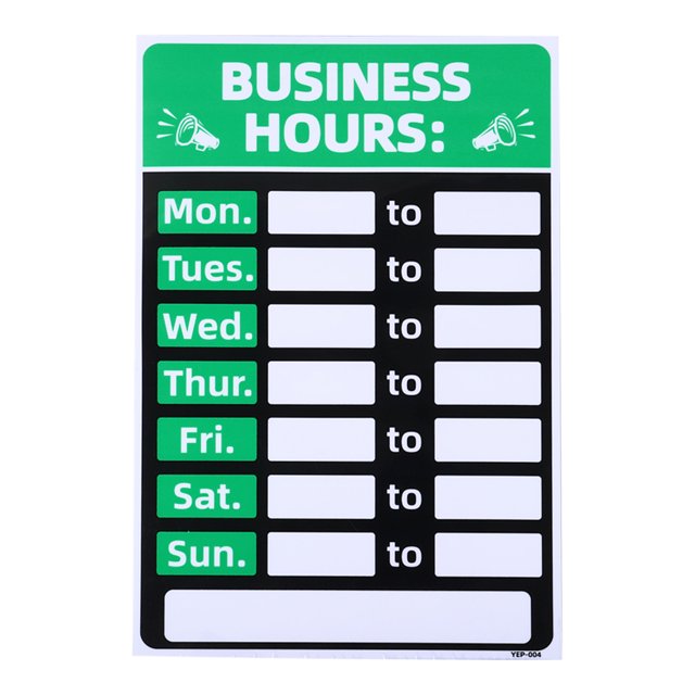 Unique Bargains Business Hour Sign Self Adhesive Operation Hour Decor with Number Sticker Green 1 Set
