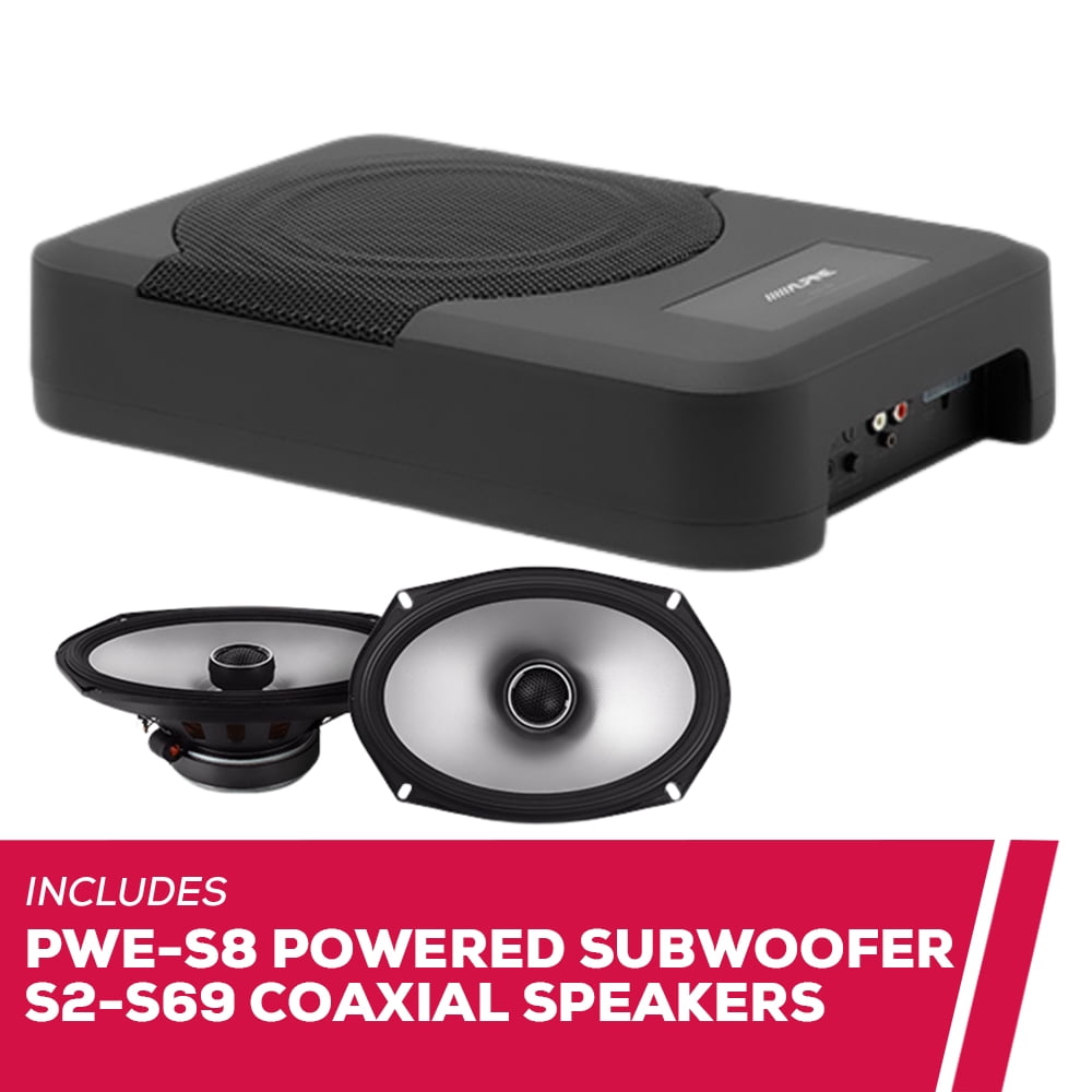 New Alpine PWE-S8 8" Compact Powered Subwoofer w/ S2-S69 6x9" 2-Way Coaxial Speakers